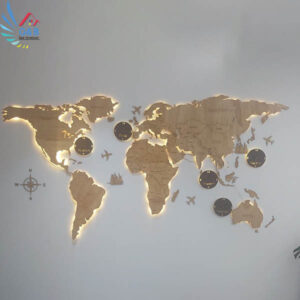 Bản đồ thế giới gỗ Đèn Led ĐẸP