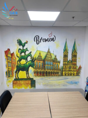 Công Trình Dán Tranh Tường Tại Giáo Dục German Link – Khi Không Gian Học Nói Lên Thương Hiệu công trình dán tranh tường