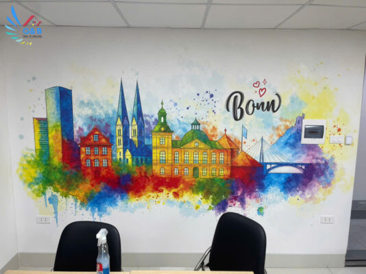 Công Trình Dán Tranh Tường Tại Giáo Dục German Link – Khi Không Gian Học Nói Lên Thương Hiệu công trình dán tranh tường